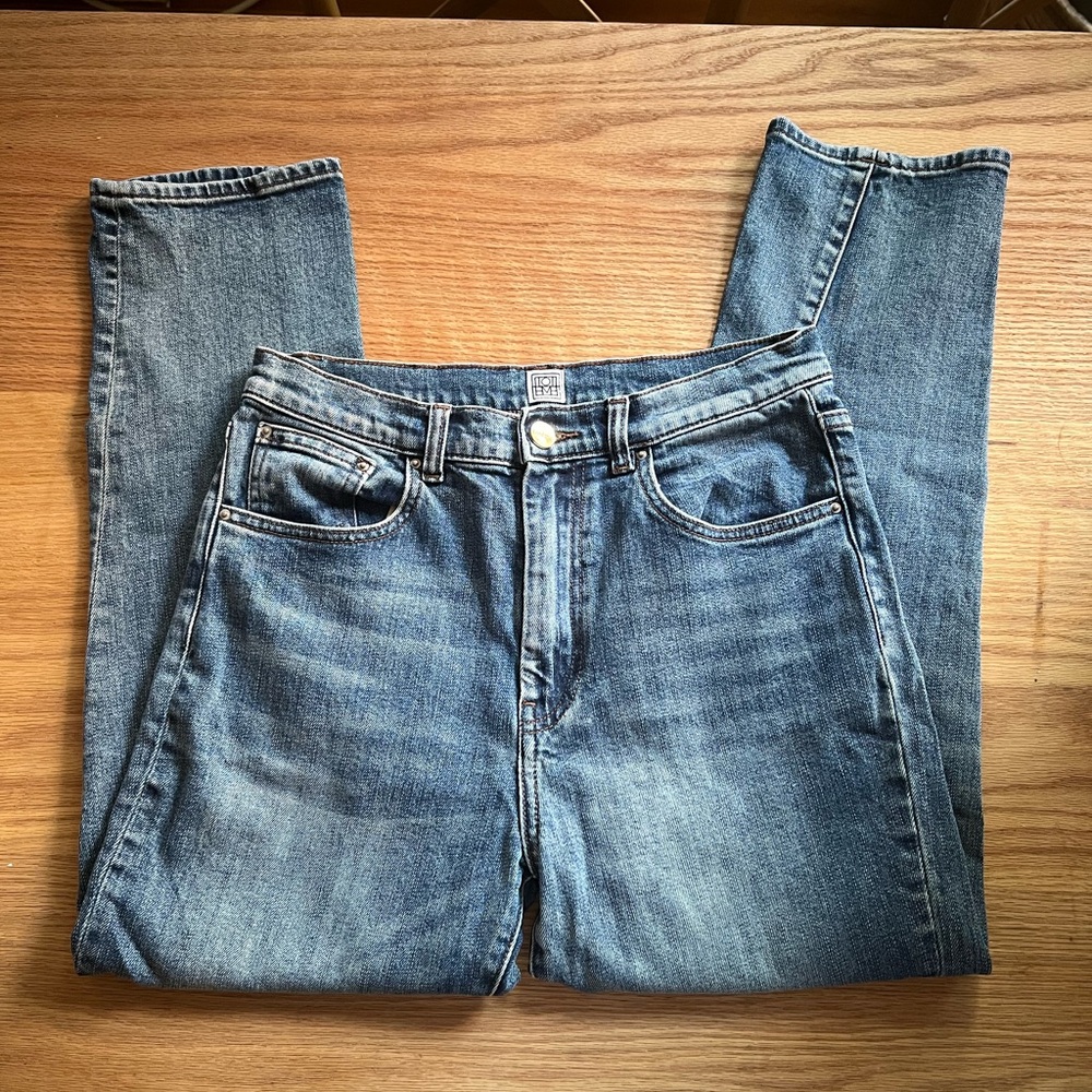 Toteme twisted seam denim washed blue
